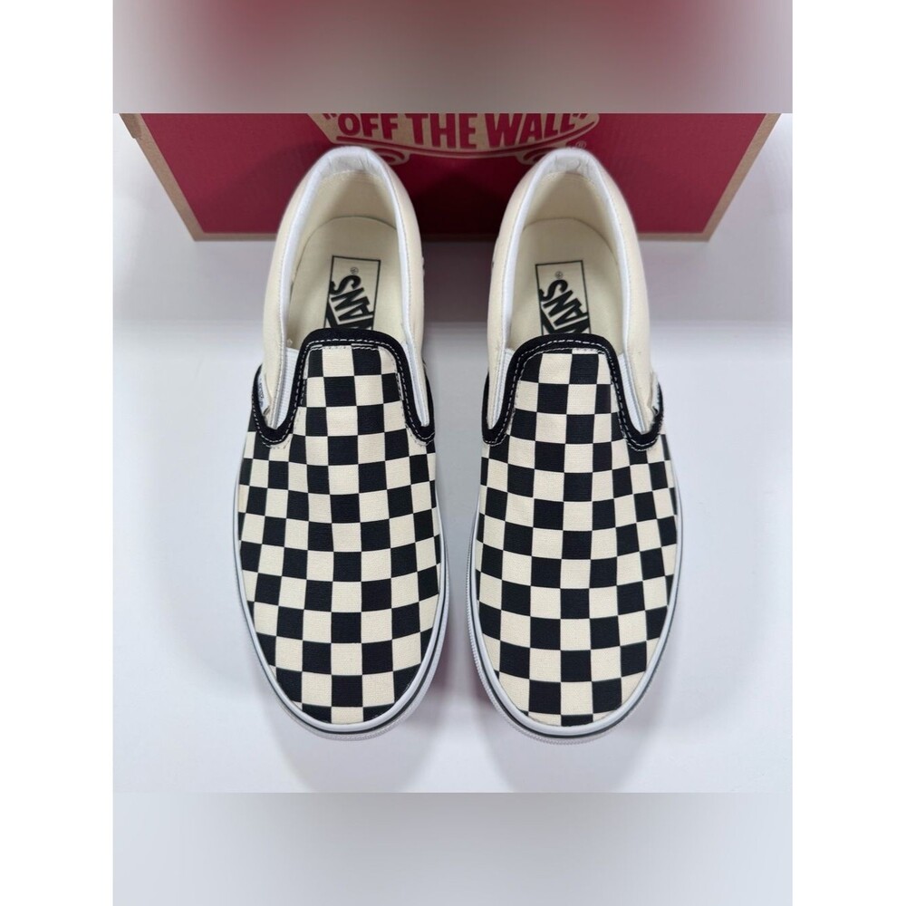 Vans Classic Slip-On Stackform Checkerboard Black Classic White Sneakers Women 8 - Picture 2 of 12